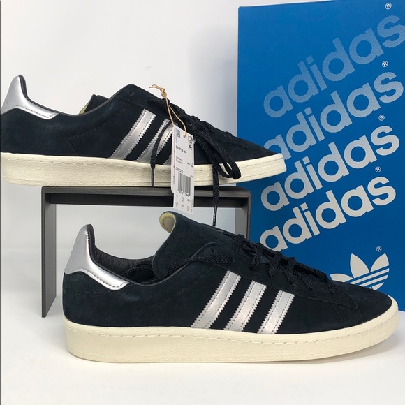 Adidas Men’s Campus 80s Core Black White GX7330 Suede Sneakers - Size 10